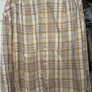 GAP Women's Plaid Button Down Shirt - Tan and Brown